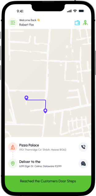 Live Navigation screen in the Foodie driver app