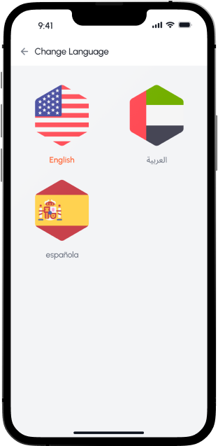 Change Language screen in the Foodie driver app