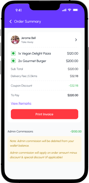 Order Summary screen in the Foodie restaurant app