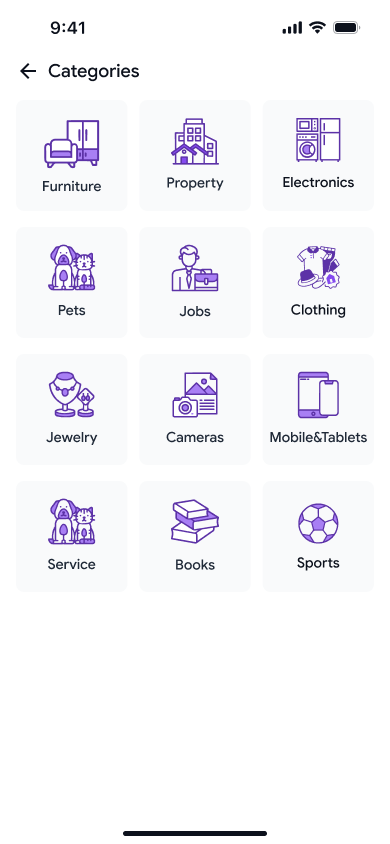 Category browser in the QuickList app