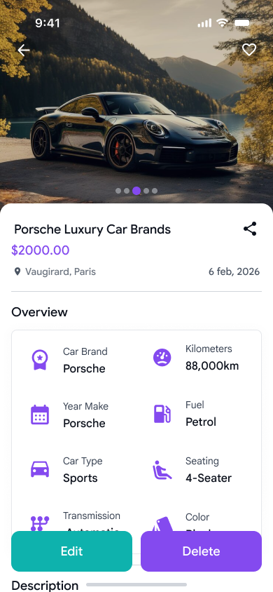 Advertisement detail screen in the QuickList app