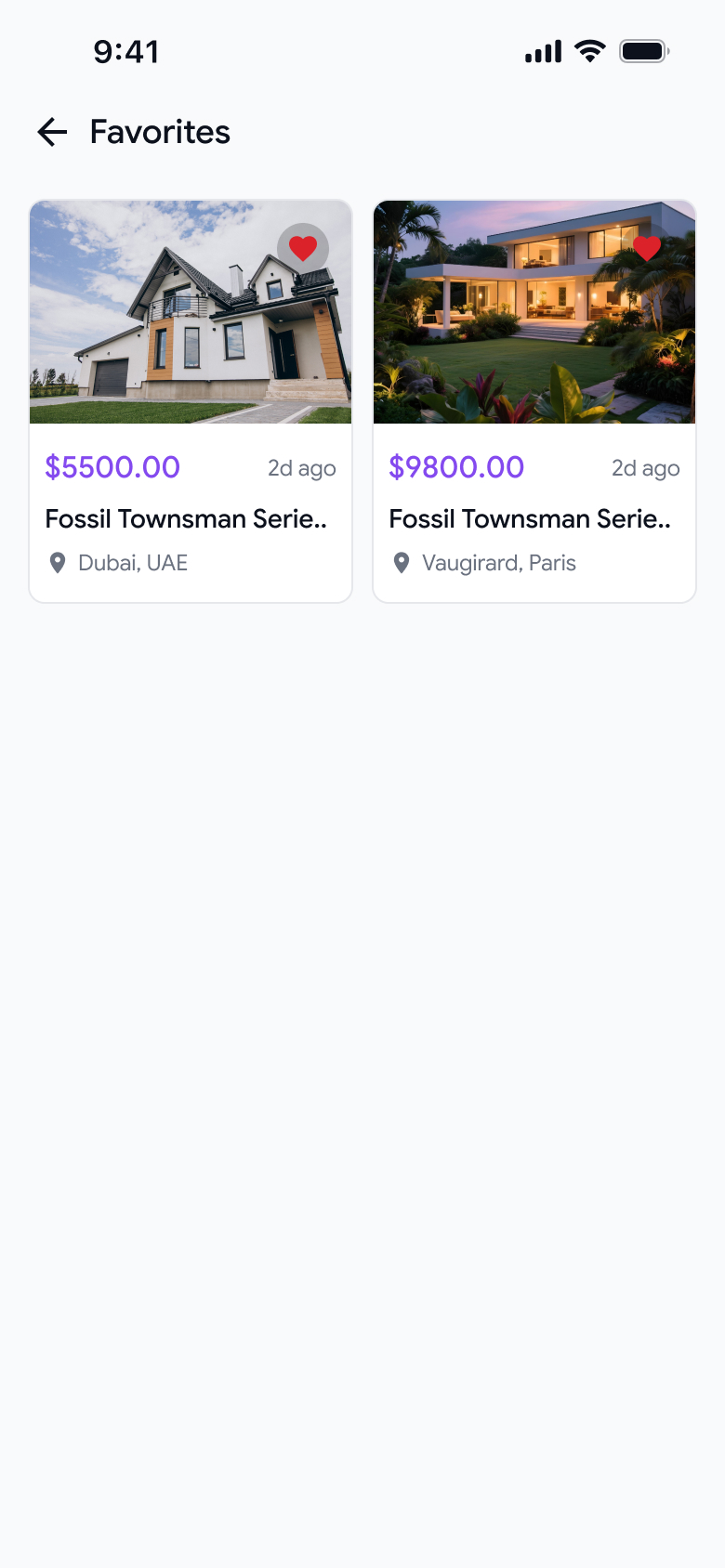 Saved and favourited listings in the QuickList app