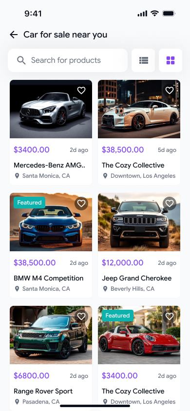 Grid of listings in the QuickList app